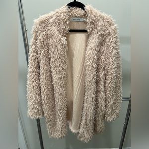 Bishop + Young Blush Pink Fuzzy Teddy Bear Cardigan Jacket - Size S